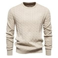 thumbnail image 2 of Kilaqueen Mock Neck Sweater for Men Casual Cotton Crewneck Loose Fit Classic Twist Patterned Textured Long Sleeve Cable Knitted Pullover Tops, 2 of 4
