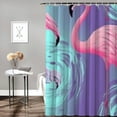 thumbnail image 2 of Patifu Flamingos Bathroom Décor Set Graphic Print Polyester Stylish Shower Curtain with Hooks 100% Polyester Fabric Home Bathtubs Bathroom Curtain Decoration Set 69"x72, 2 of 7