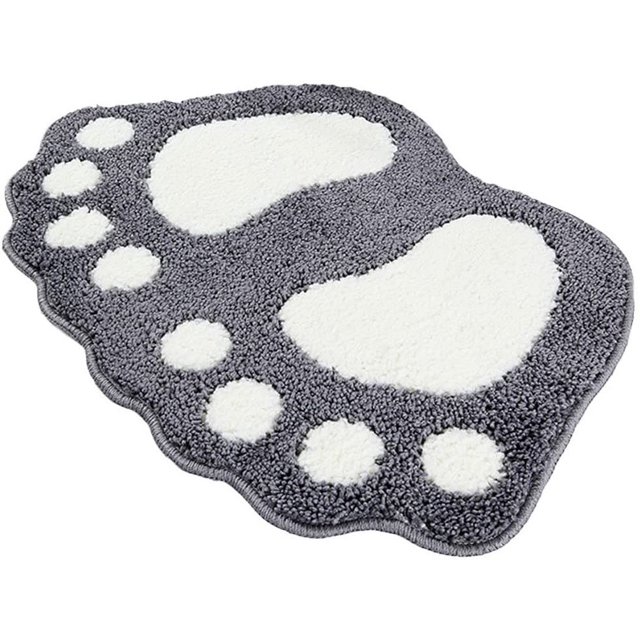 Alfombra de baño, Felpudo para Puerta, Alfombra de baño, Patas Lindas, Inodoro, baño, Ducha, Alfombra Antideslizante, Absorbente de Agua, Secado rápido, Lavable, Duradera, 40 cm x 60 cm (Gris)
