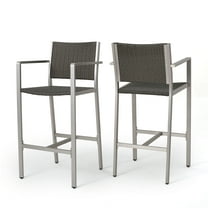 GDF Studio Crested Bay Outdoor Aluminum 30 Inch Barstools, Set of 2, Gray