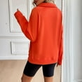 thumbnail image 4 of Dwellite Women Quarter Zip Sweatshirt Textured Long Sleeve Pullover Tops Henley Zipper V Neck Casual Sweatshirts Orange _JC03 L, 4 of 5