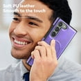 thumbnail image 6 of Magnetic for Galaxy S23 Plus Premium PU Leather Case,Built-in Invisible Stand [Compatible with Magsafe] Protective Slim Kickstand Phone Cover Compatible with Samsung Galaxy S23 Plus, Purple, 6 of 9