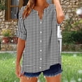 thumbnail image 2 of fheaev Summer Tops for Women Solid Color V-Neck Button Short Sleeve Loose Fit Casual T-Shirts, 2 of 5