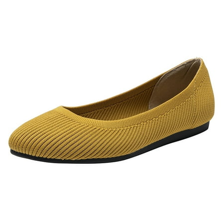 

Women‘s Breathable Knit Flat Shoes Closed Toe Slip-on Comfy Casual Shoes Women‘s Solid Color Cozy Shoes