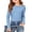 Light Blue #061, variant on Girls Long Sleeve Shirts Crewneck Ruched Side Slim Fit Tops Ribbed Knit Casual Tee Shirt for Kids Brown 170