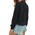 thumbnail image 4 of Spring Fall Long Sleeve Women Solid Ribbed Henley Casual Crop Sweatshirt, 4 of 6