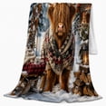 thumbnail image 2 of Winter Highland Cow Cabin Scene Christmas Rustic Holiday, Festive Holiday Scene, Warm Flannel Blanket for Ranch House and Living Room, Art Lovers Valentine's Day Gift, Festive Home Decor, 2 of 9