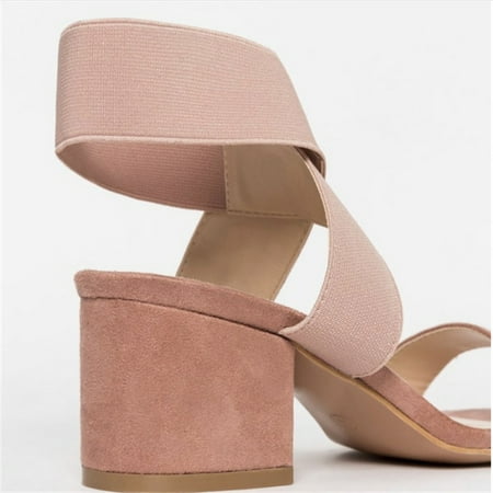 

Fashion Summer Women Sandals Middle Heel Elastic Cross Strap Solid Color Casual Slip On Cute Womens Summer Sandals