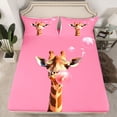 thumbnail image 2 of Homewish Animal Giraffe 3pcs Twin Sheet Sets for Teens Boys Girls,Pink Brown Twin Fitted Sheet,Pink Bubbles Breathable Flat Sheet,Ultra Soft Home Decor, 2 of 7