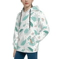 thumbnail image 2 of Haiem Leaf Print Green Pattern Boys Hoodie, Youth Pullover Hooded Sweatshirt, Kangaroo Pocket Hoodie for Kids Girls -X-Large, 2 of 6