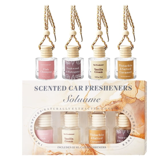 Car Air Fresheners For Men, Hanging Car Scent Air Freshener, Strong Car Freshener with Eliminating Technology, Essential Oil Diffuser, Fragrance Oil Air Diffuser, 4 Pack