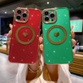 thumbnail image 4 of Compatible with iPhone 12 Pro Max Magnetic Glitter Case-6.7 Inch, Luxury Love Heart Pattern Plating Case, Compatible with MagSafe for Women Girls Shockproof Back Cover-Green, 4 of 11