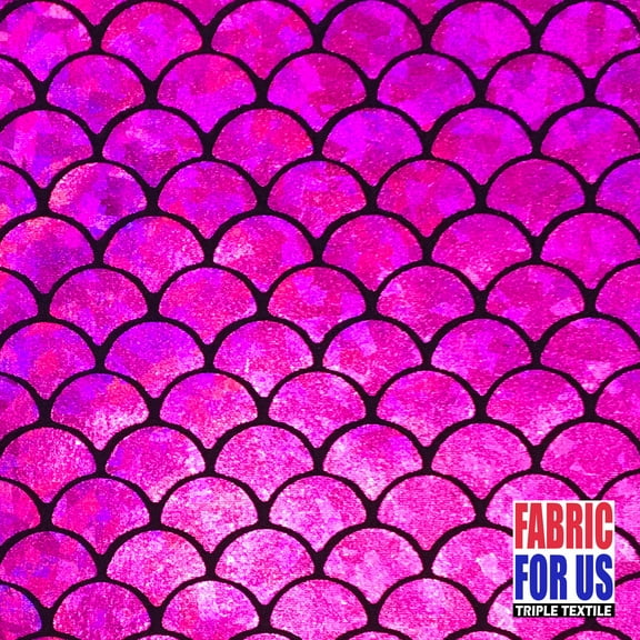 Mermaid Scales Fuchsia Reflective, Holographic and Shiny STRETCH Fabric 58"/60" Wide