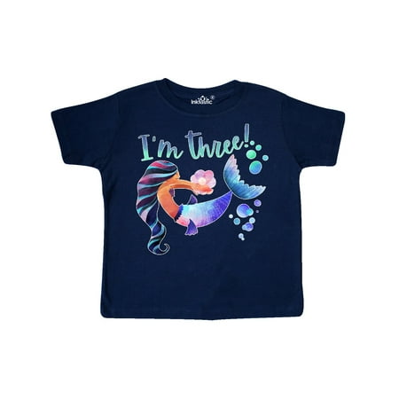 

Inktastic I m Three! 3rd Birthday Pink and Blue Mermaid Gift Toddler Boy or Toddler Girl T-Shirt