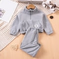 thumbnail image 2 of HAiming Girls 2PCS Sets Outfits Fleece Half Zip Pullover Stand Collar Sweatshirt and Sweatpants Clothes with Pockets, 2 of 7