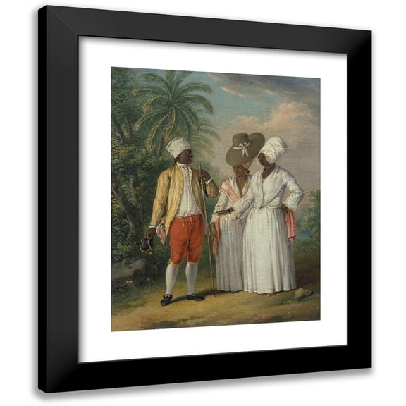 Agostino Brunias 12x14 Black Modern Framed Museum Art Print Titled - Free West Indian Dominicans (circa 1770)