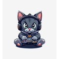thumbnail image 5 of Focused Gamer Cat Adult White Crew Neck Long Sleeve Tee-Medium, 5 of 6