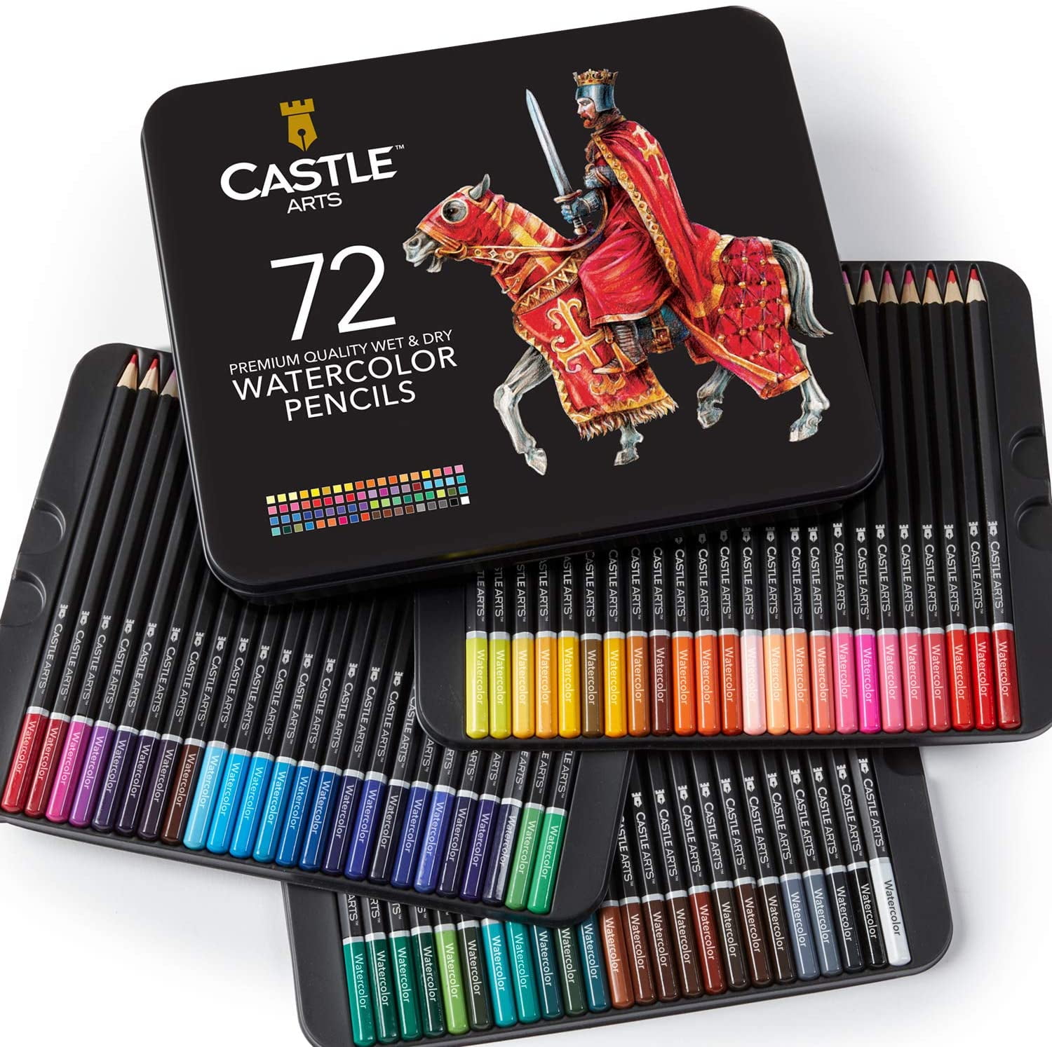 Castle Art Supplies 72 Piece Watercolor Colored Pencils Set Sketching