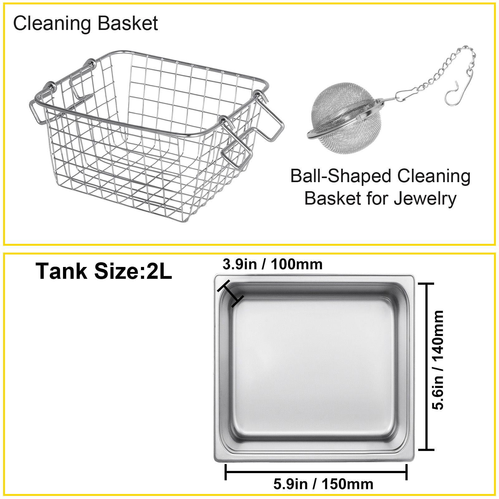 2L Digital Ultrasonic Cleaner 40kHz 304 Stainless Steel with Timer 110V for Jewelry Watch Glasses Diamond Eyeglass Small Parts
