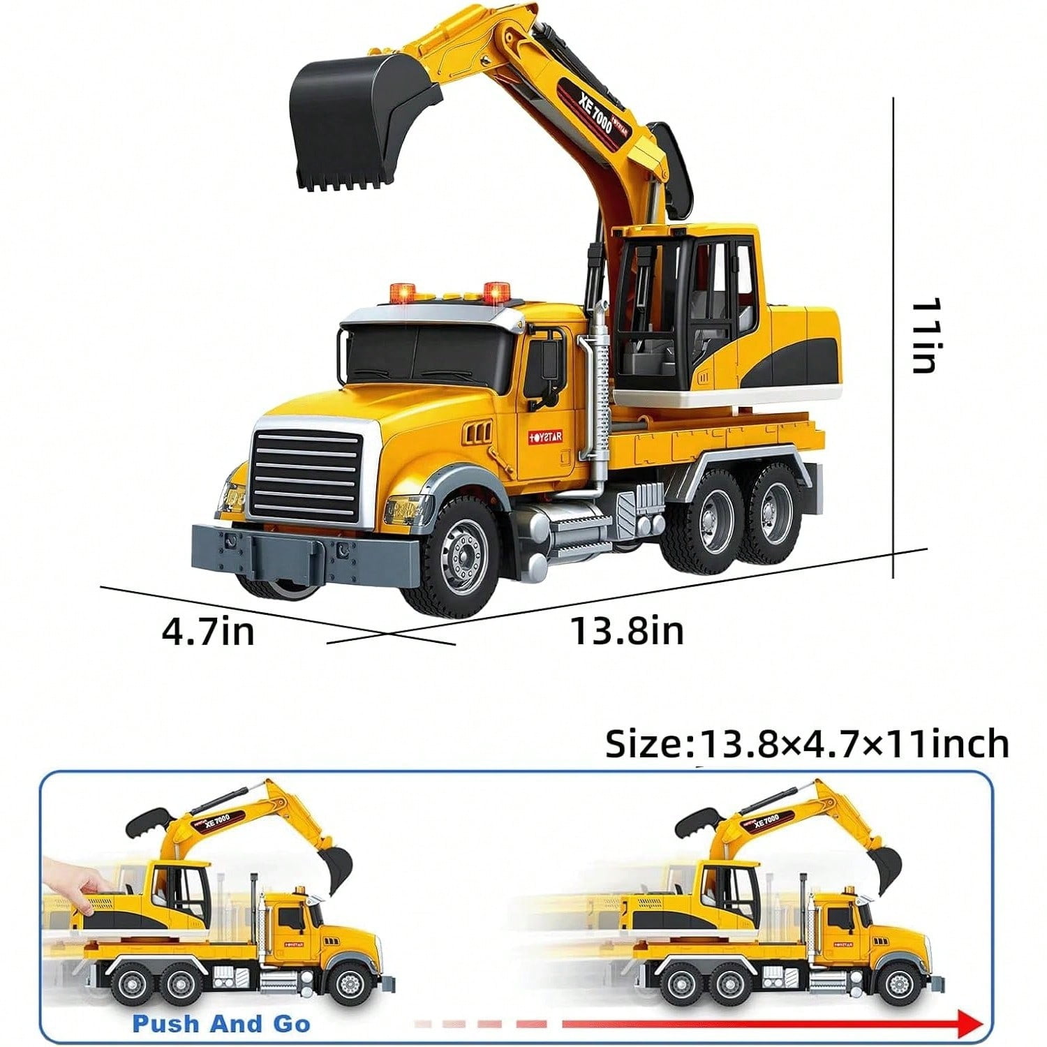 Large Crane Truck Toy for 3+ Years Old Boys Girls, Kids Construction Toys with Sound and Light Friction Powered Transport Truck Crane Vehicle Toy for Toddler Christmas Birthday Gifts