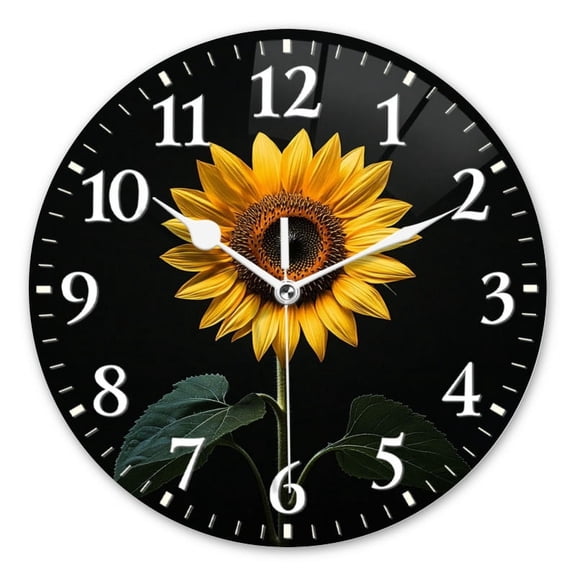 Non-Ticking Silent Wall Clocks Battery Operated Personalized Decor Clock for Living Room,Bedroom-Sunflower Standing In The Dark(16inch)