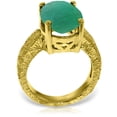 thumbnail image 2 of Galaxy Gold 14K Solid Gold Natural Emerald Oval Ring for Women - Yellow Gold Fine Jewelry, 2 of 4