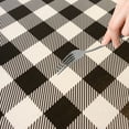 thumbnail image 5 of Waverly Inspirations Rectangular Elastic Fitted Table Cover Waterproof Vinyl Tablecloth With Flannel Backing, 6Ft Table, 72" x 30", Gingham Black, 2 PK, 5 of 6