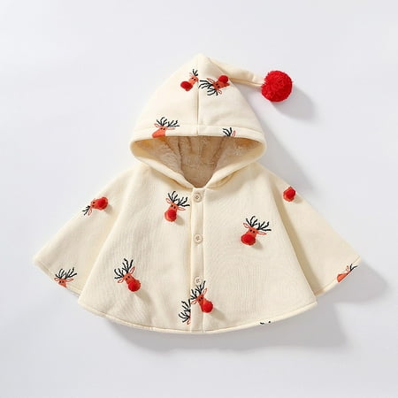 

DENGDENG Baby Toddler Child Children Kids Sleeveless Fleece Cloak Outwear Hooded Button Up Cloak Cape Cartoon Printed Thicken Poncho Coat