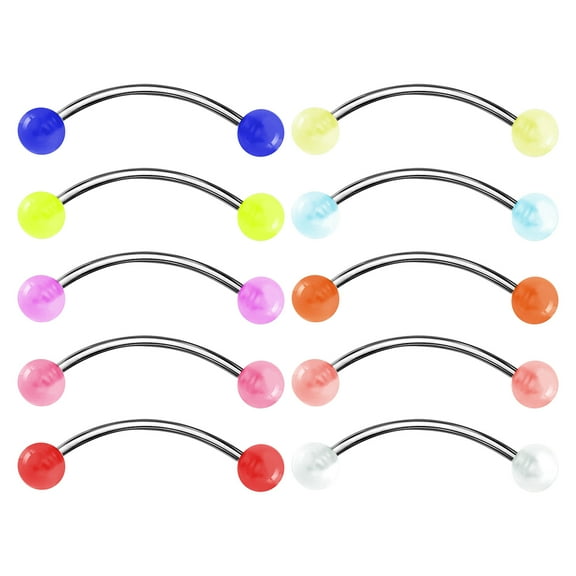 Bodyjewelryonline 10PCS Curved Barbell 9/16" 16G Surgical Steel Glow In Dark Snake Eye Ring Tongue Piercing for Women