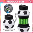 thumbnail image 3 of Collapsible Silicone Soccer Ball Water Bottle, 18 Oz BPA Free Leak Proof Sport Drink With Clip, Portable For Travel Gym Circle Water Bottle (Black, 18 Oz), 3 of 9