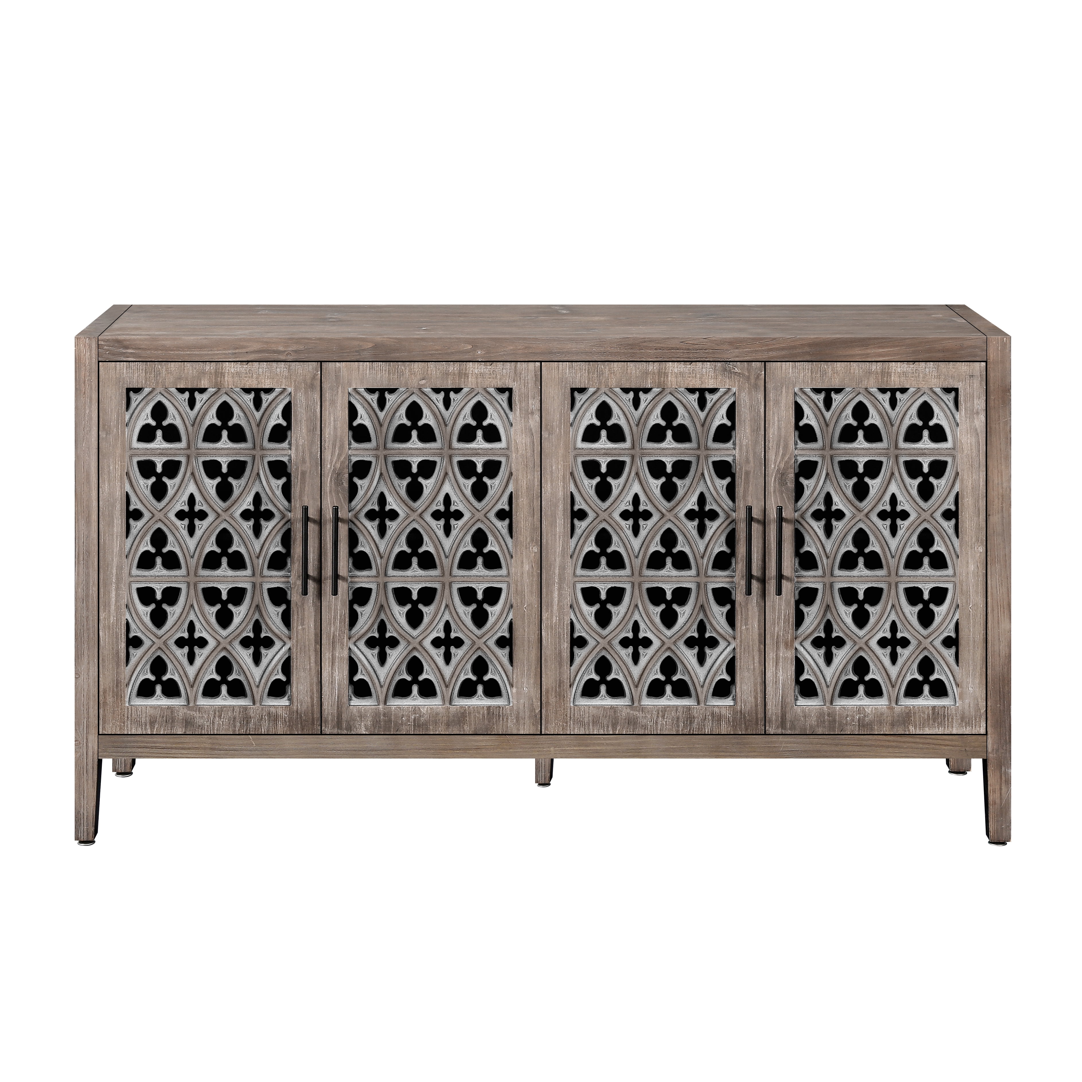 Lunale Retro Hollow Carved Storage Cabinet, American Country Style Sideboard, Suitable for Living Room, TV Cabinet, Kitchen, Brown