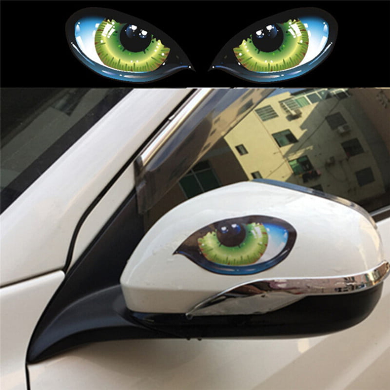 1 paio Cool 3D Mysterious Cat Eyes Adesivo per auto Green Evil Window Mirro  gf 