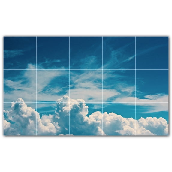 Picture-Tiles.com: Clouds Ceramic Tile Wall Mural WAL500384-53M. 30"W x 18"H using (15) 6" x 6" Ceramic Tiles-Satin Finish