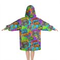 thumbnail image 2 of Multicolor Controllers Games Icons Colorful Pattern Blanket Hoodies for Kids 6-13YR Oversize Wearable Blanket Hoodies for Boys Girls Teens, 2 of 7