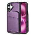 thumbnail image 3 of For iPhone 16 Magnetic Detachable Wallet Case,With Kickstand,Compatible With Magsafe,With Card Slots Flip PU Leather Protective Shockproof Anti-fall Thin Fit Phone Case,Purple, 3 of 10