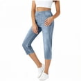 thumbnail image 2 of gbyLJF Women's Cropped Jeans Slim Fit Stretch Capri Denim Pants Casual Straight Leg Pant with Pockets, 2 of 6
