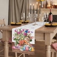thumbnail image 2 of Easter Table Runner, Spring Rabbits Eggs Botanical Flowers Butterfly Washable Cotton Linen Table Runners 36 Inches Long, Dresser Scarf Runner for Nightstand/End Tables/Round Tables 13''x36'', 2 of 9