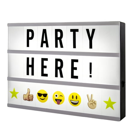 Home Trends Cinema Light Box LED Electric Message Board DIY Lightbox Sign with Letters, Emojis