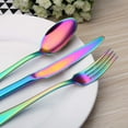 thumbnail image 4 of 5 Piece Silver Set, Satin Finish Stainless Steel Cutlery Set, Kitchen Utensil Set Service, Home Restaurant Dinnerware Cutlery Set, Rainbow, 4 of 5