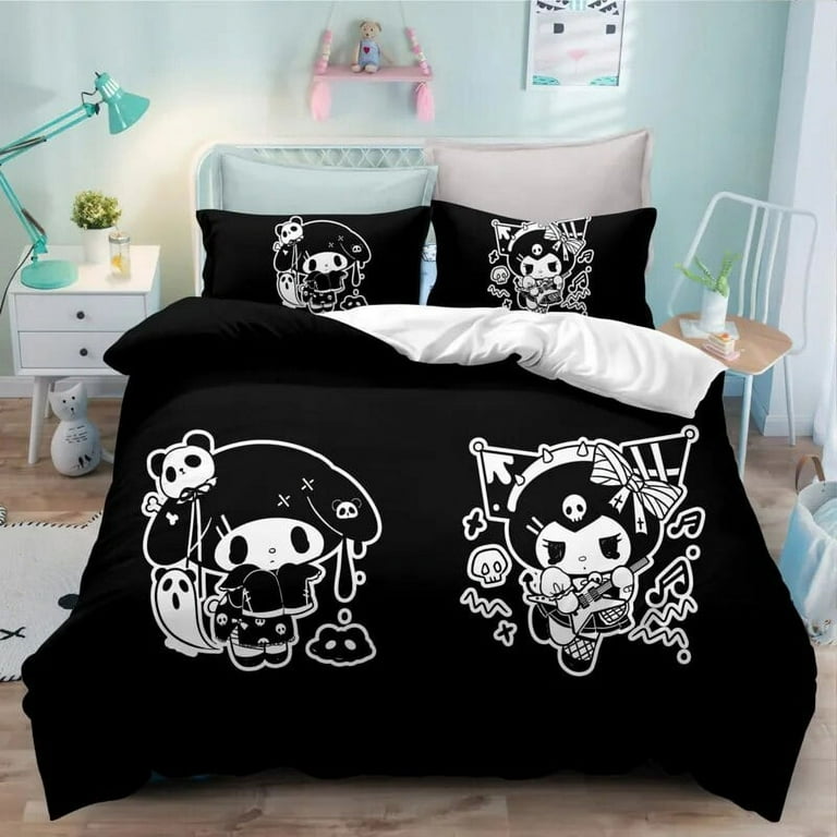 Sanrio Kuromi Bedding Set Cartoon Anime Kuromi Melody Quilt