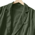 thumbnail image 5 of Evdexr Button Down Blazer Mens Big and Tall Linen Jackets Long Sleeve Striped Beach Dress Shirts Fall Cotton Loose Fit Stretch Suits Dark Green 2XL, 5 of 6