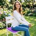 thumbnail image 4 of 2 Pcs Outdoor Chair Pads 15.74 x 15.74 Inch for Dining Chairs, Square Seat Cushion with Strap for Bistro Barstool Garden Furniture, Washable Patio Cushions, Outdoor Seating Furniture, Purple, 4 of 5