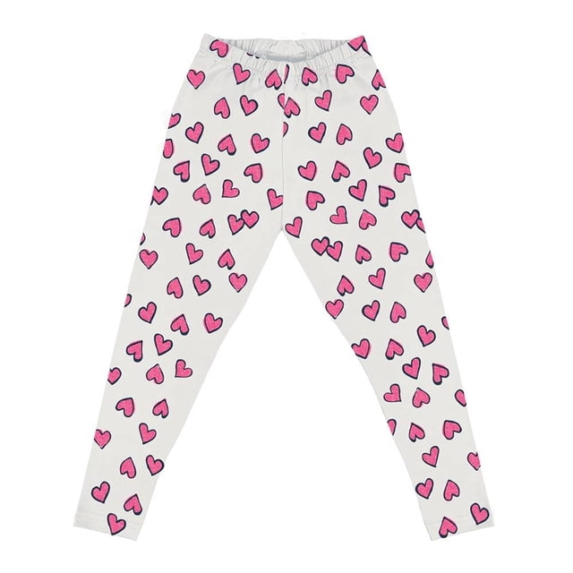 Legging George Talla 6 Ajustable de la Cintura Diseño Corazones Rosa con Blanco