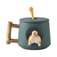 thumbnail image 1 of Advancent Taza de agua de cerámica para perros, tazón de desayuno con decoración de animales, bonito vaso grande para el vientre con tapa y Juegos de servir café y té Verde/Cola, 1 of 6