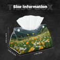 thumbnail image 2 of Tissue Box Cover, Mountain Daisy Meadow Rectangular Leather Tissue Holder - Tissue Case Facial Paper Organizer for Bathroom, Vanity Countertop, Tabletop, Car, Napkin, 2 of 6