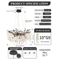 thumbnail image 6 of Modern Tree Branch Crystal Chandelier, Adjustable Height 20-78.7 Inches, Luxury Black Metal & Sparkling Crystal Lighting Fixture for Dining Room, Living Room, Bedroom, 6 of 9