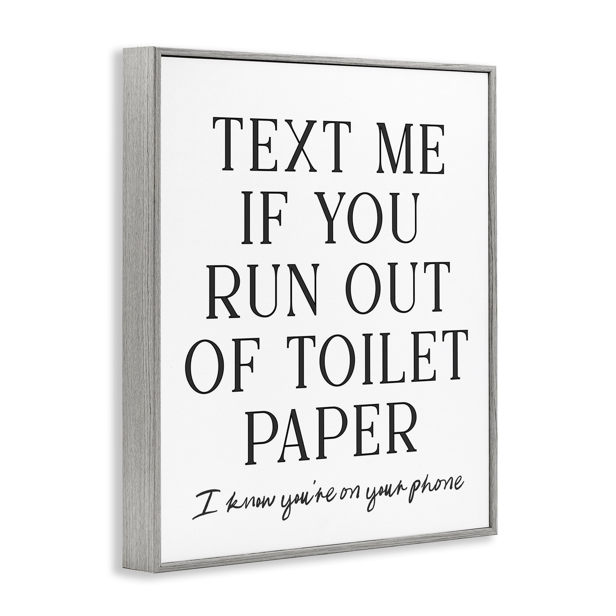 Stupell Industries Funny Bathroom Texting Gray Framed Giclee Art, design by Lettered and Lined