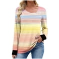 thumbnail image 7 of Aobny Gradient Women's Blouse Asymmetrical Tshirt Pullover V-Neck Long Sleeve Christmas Teacher Shirt,XL, 7 of 7