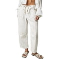 thumbnail image 2 of Elastic Middle Waist Women Casual Jeans Drawstring Denim Pants with Front Pocket, 2 of 6
