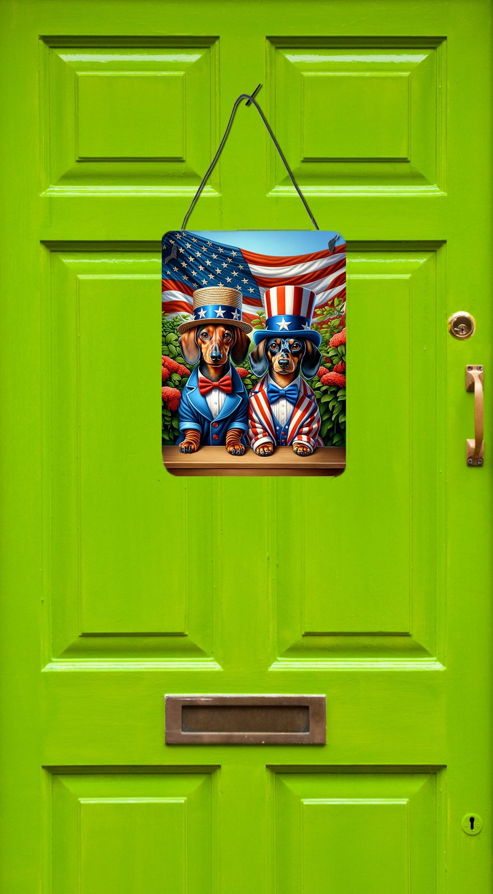 All American Dachshund Wall or Door Hanging Prints 12 in x 16 in